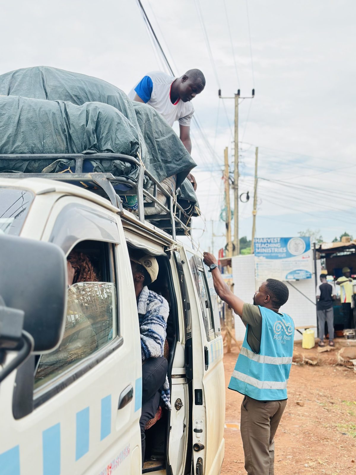 Setting off for Kiboga, the team and supplies loaded up for the journey.
